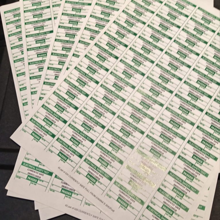 Sticky labels as passed by pat tester